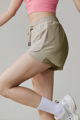 Women's Mid-Rise Drawstring Yoga Shorts - Anti-Chafe Athleti