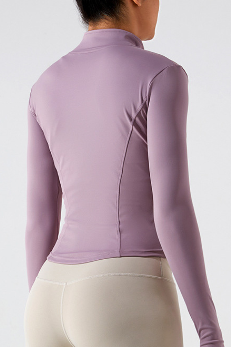 Women's Athletic Stand Collar Full Zipper Slim Jacket