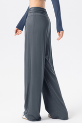 Women's Wrap Waist Flowy Loose-Fitting Wide-Leg Pants