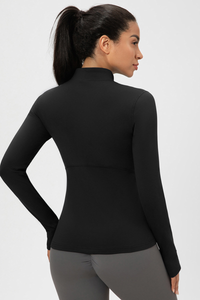 Women’s Stand-Collar Slim-Fit Fleece-Lined Athletic Jacket