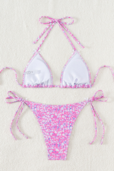 Women's Floral Print Tie Side Triangle Cup Bikini