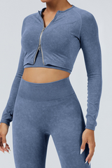 Women Fitness Athletic Full Zipper Cropped Jacket