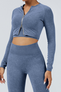 Women Fitness Athletic Full Zipper Cropped Jacket
