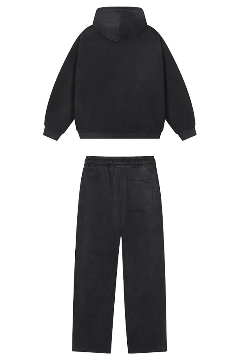 Zipper-fastened hoodie and pants set