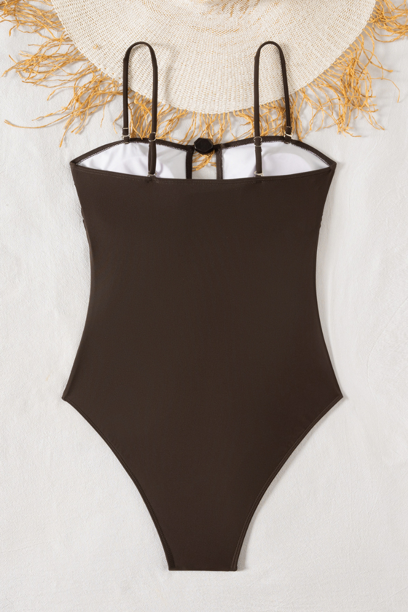 Women's Spaghetti Straps Cut Out Solid Swimsuit