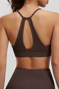 Women's Mesh Spliced Beauty‑Back Padded Sports Bra