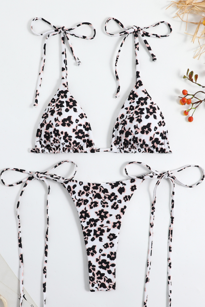 Women's Daisy Print Halter High Waist Tie Bikini Set - 2pcs