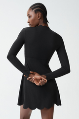 Women's Long Sleeve Wave-Detail Yoga Dress