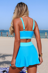 Women's Color-Block Pleated-Waist Pockets Swimsuit