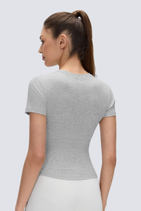Women's Quick Dry Slim Elastic Cuff Crewneck Yoga Tee