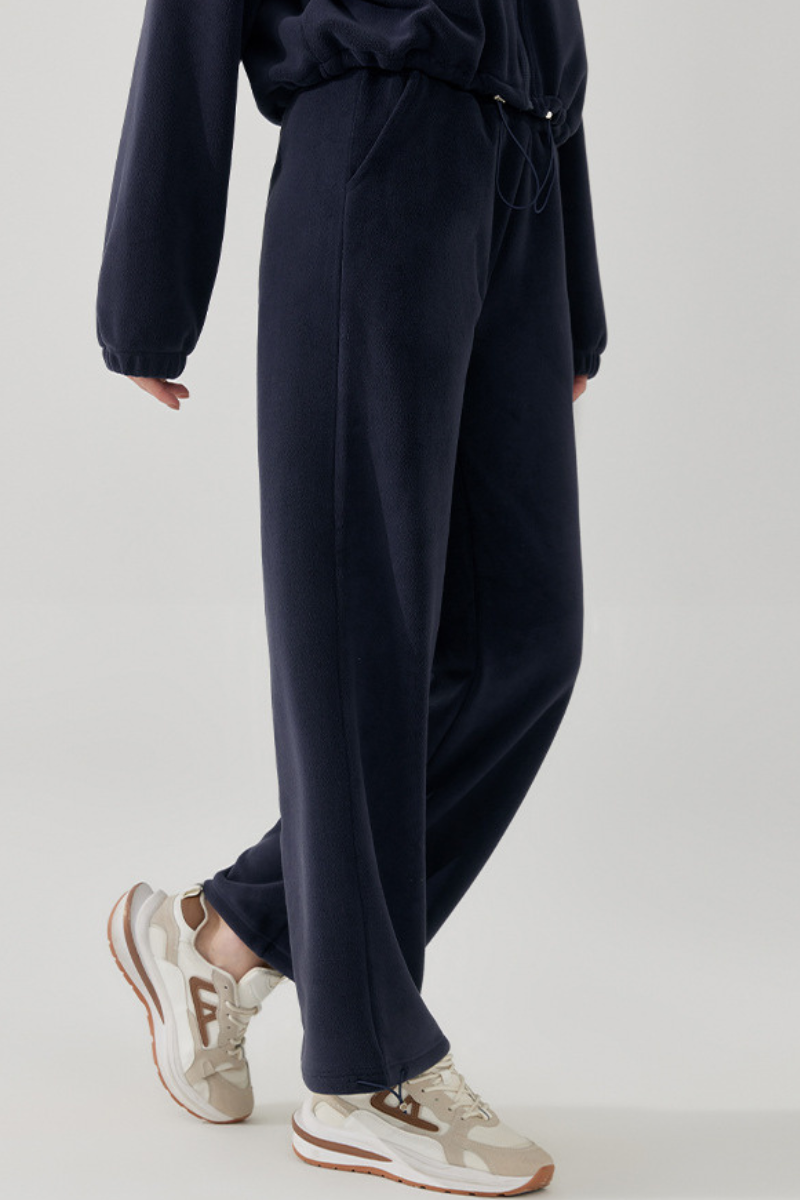Women's Fall/Winter Fleece Warm Drawstring Raw Hem Pants