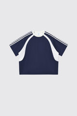 Women's 260g Cotton Mesh Stripe Patch Tee