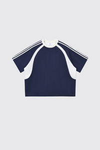 Women's 260g Cotton Mesh Stripe Patch Tee