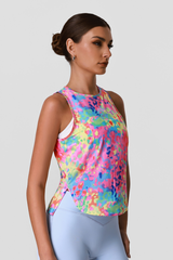 Women’s Multicolor Camouflage Print Side Slit Sport Tank Top
