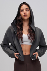 Women‘s Athletic Cropped Full Zipper Sports Jacket
