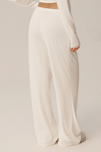 Women's Lace Trim Waistband Ballet Draped Casual Pants