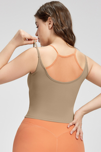 Plus Size Women's Faux Two-Piece Color-Block Sports Tank Top
