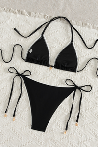 Women's Sexy Halterneck Triangle Cup Side Tie Bikini