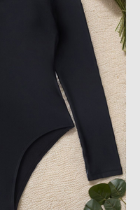 Women's One Shoulder Asymmetric Long Sleeve Swimsuit