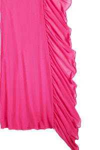 Women's High Waisted Sheer Mesh Ruffle Wide Leg Beach Pants