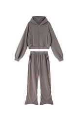 Unisex Fall Vintage Washed Distressed Jacket & Sweatpant Set