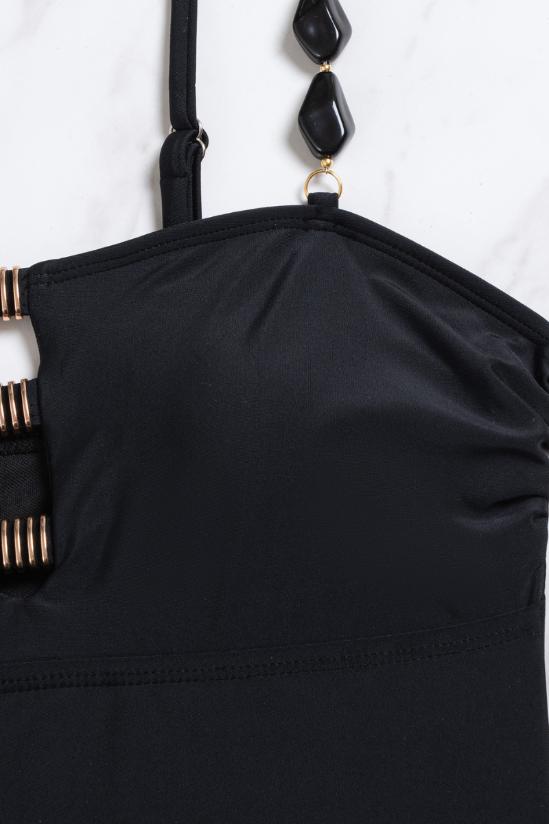 Women's Solid Cutout Asymmetric Ruched Swimsuit