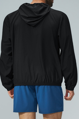 Men's Fall Hooded Full Zip Elastic Hem Outdoor Hooded Jacket