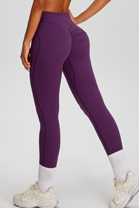 Women's Sports Naked-Feel High-Waisted Pleated Yoga Leggings
