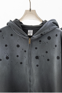 Men's spray paint hooded casual jacket