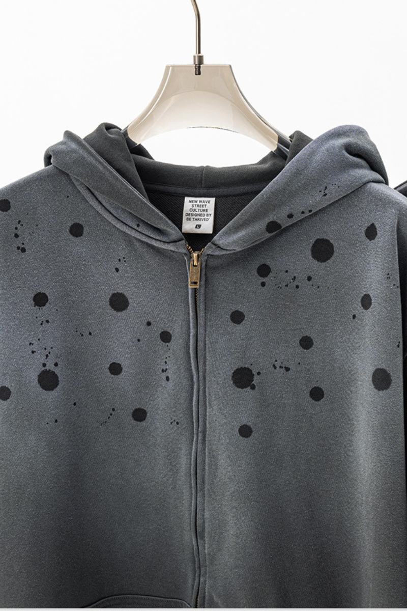 Men's spray paint hooded casual jacket