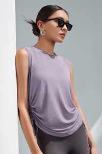 Women's Summer Breathable Side Drawstring Sheer Tank Top