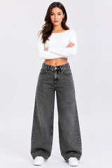 Women's High Waist Straight Jeans with Elastic Back Waist