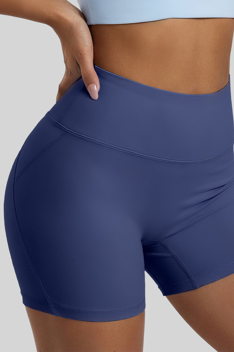 Women's High Rise Back Waistband Pocket Sports Shorts