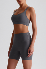 Women's Bare Feel Cross Back Bra And No Front Seam Short Set