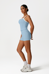 Women High-Waisted Butt-Lifting Yoga Set: Vest + Shorts