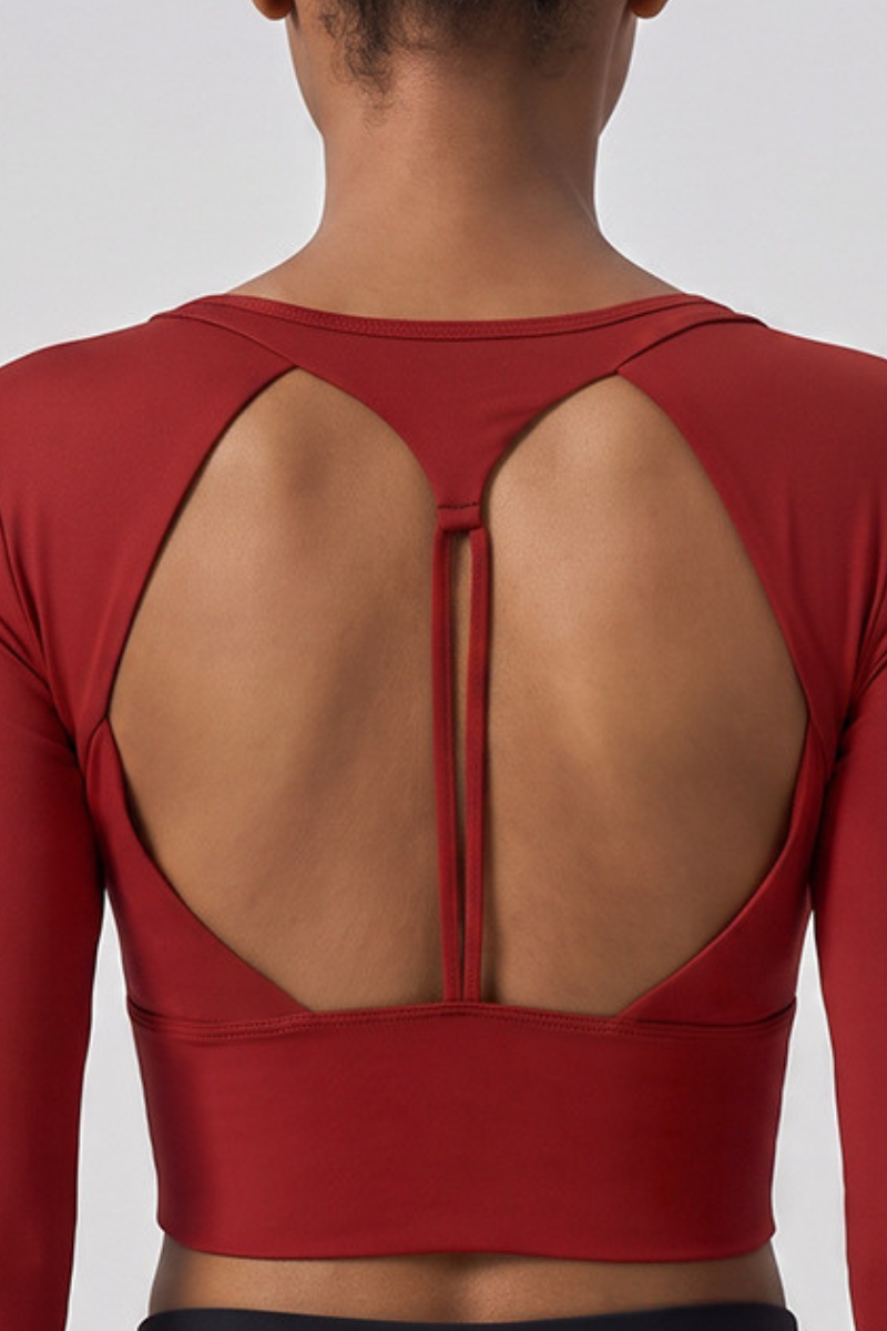 Women's Butterfly Cutout Back Padded Cropped Yoga Top