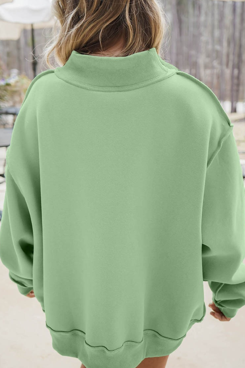 Women's Fall Applique Logo Oversized Mock Neck Sweatshirt
