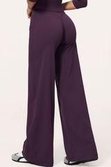 Women's High Waist V-Seam Butt Lifting Draped Wide Leg Pants
