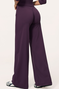 Women's High Waist V-Seam Butt Lifting Draped Wide Leg Pants