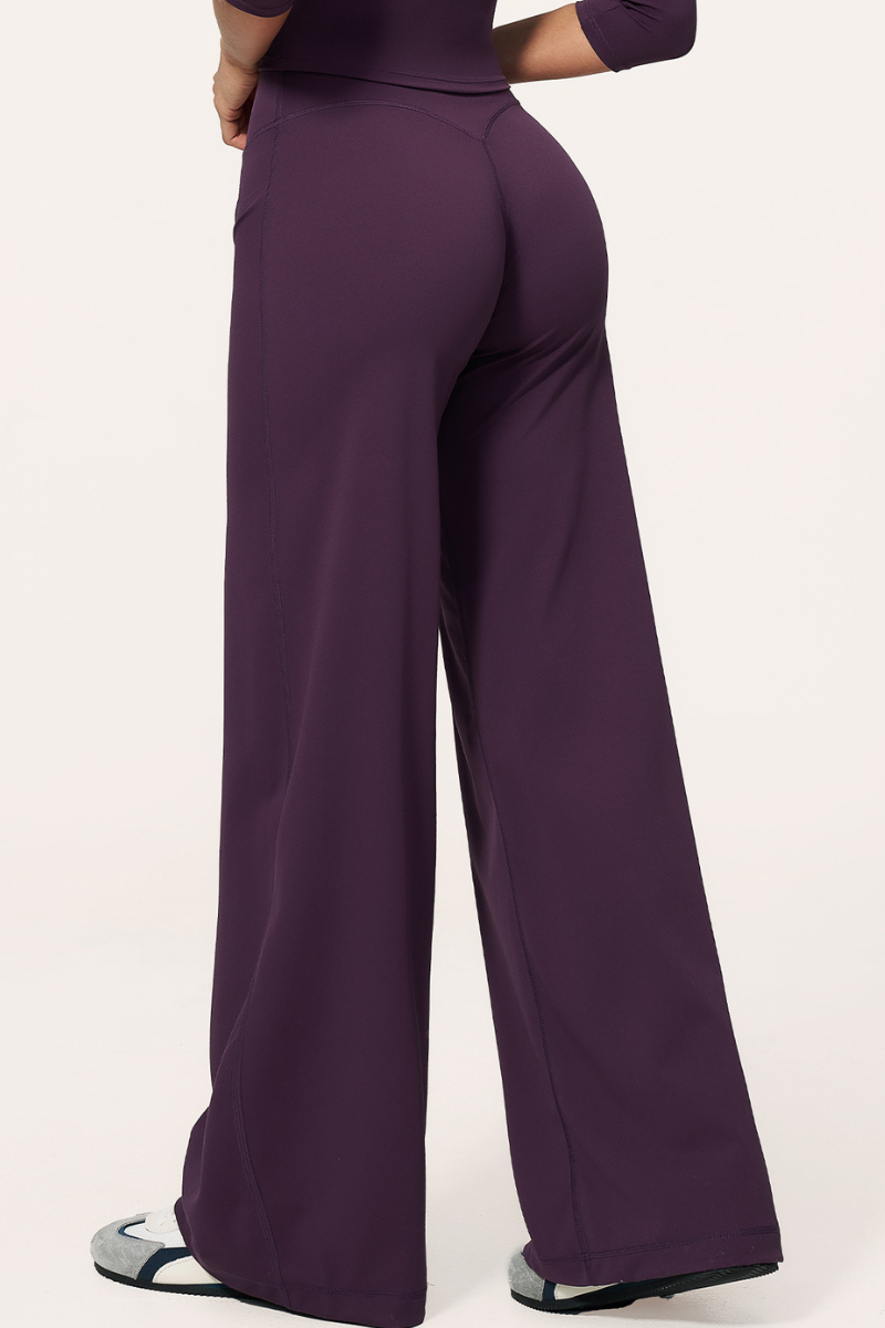 Women's High Waist V-Seam Butt Lifting Draped Wide Leg Pants