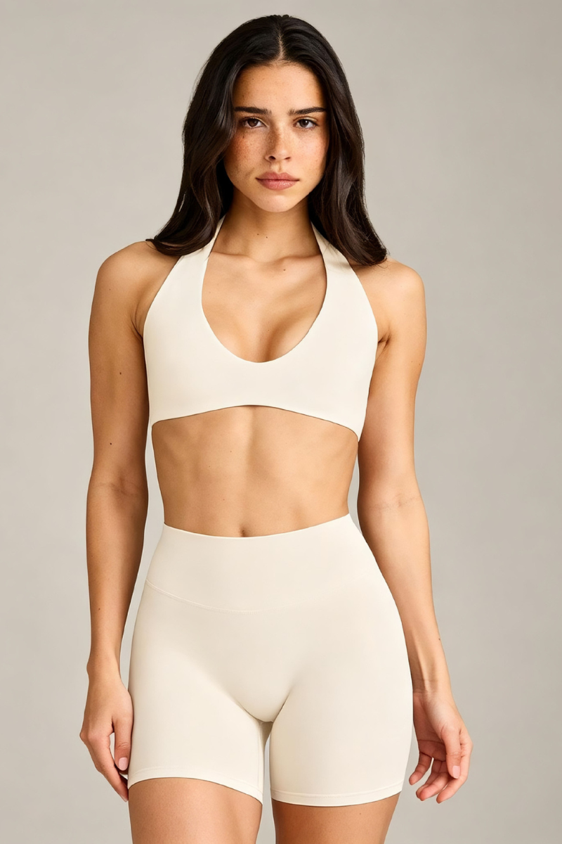 Women Halter Bra and High Waist Shorts Two Piece Set