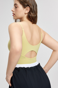 Plus Size Women Thin Strap Bare Feel Cut Out Sport Tank Top
