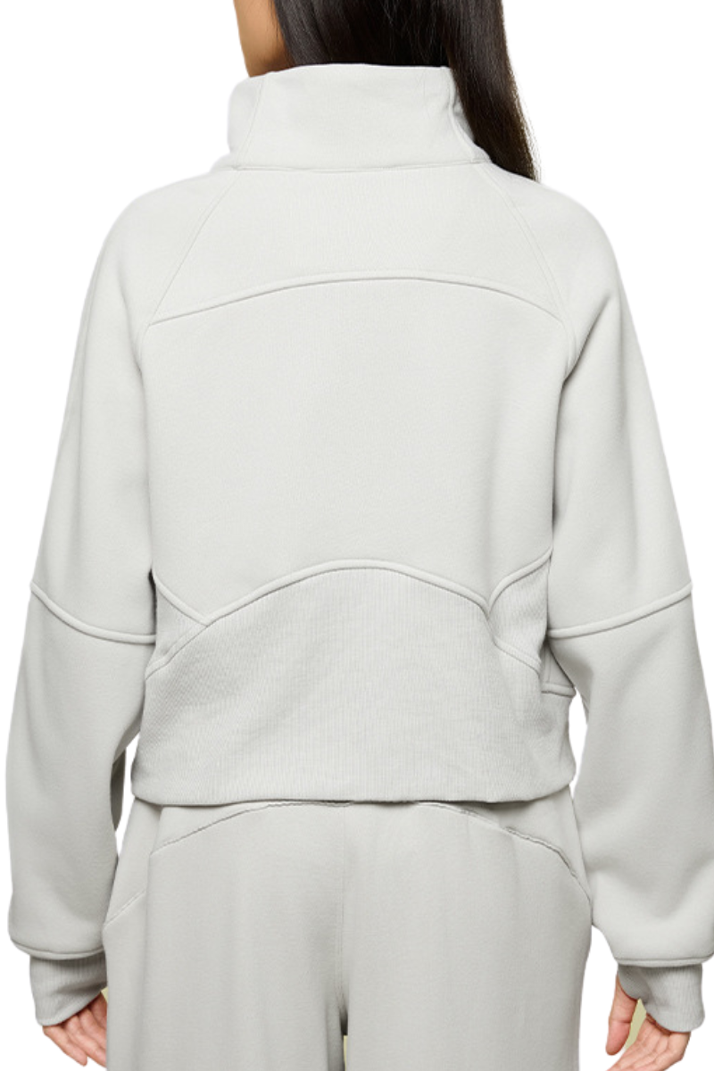 Women's Fall Half‑Zip Stand Collar Cropped Fleece Sweatshirt