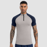 Men's Summer Cooling Color Block Half-Zip Quick Dry T-Shirt