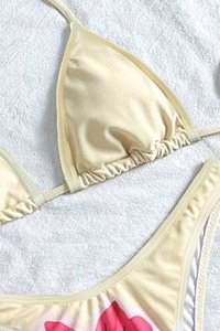 Women's Floral Triangle Cup Halter 3 Piece Bikini Set