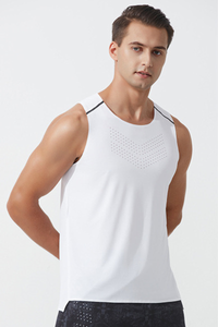 Men's Laser Perforated Lightweight Racerback Racing Tank Top