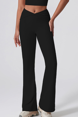 Women's Athletic Twist Front High-Stretch Yoga Flared Pants