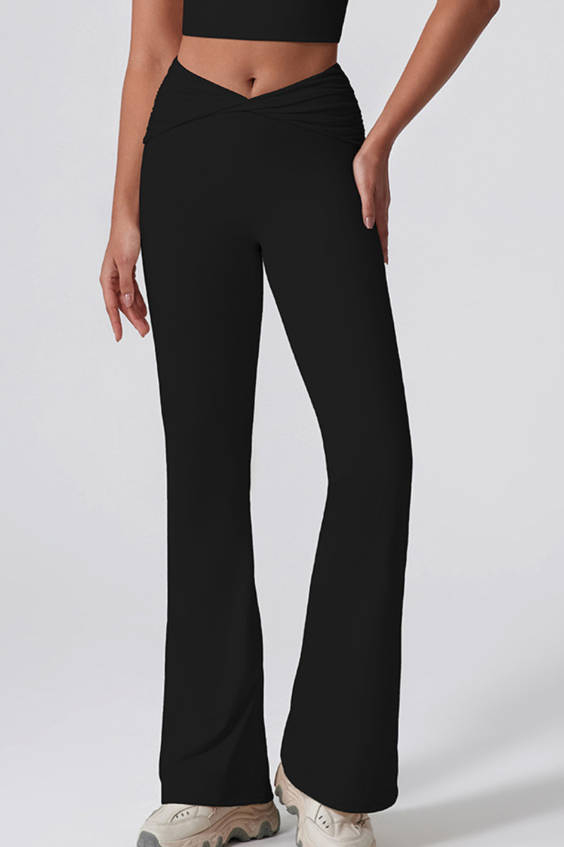 Women's Athletic Twist Front High-Stretch Yoga Flared Pants