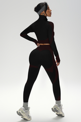 Women's Athletic Stand-Up Collar Seamless 2 Piece Set