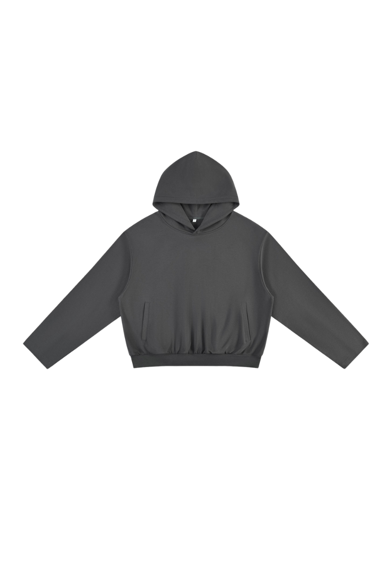 Men's Fall Boxy Cropped Kangaroo Pocket Drop-Shoulder Hoodie